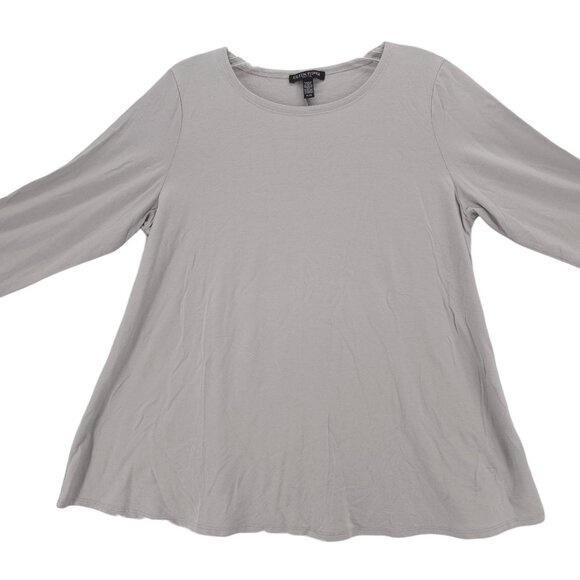 EILEEN FISHER Light Gray Long Sleeve A-Line Tee PETITE LARGE - READ! - Picture 2 of 8